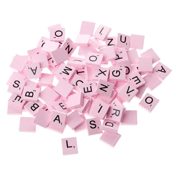 

100Pcs Wooden Colourful Scrabble Tiles Mix Letters Varnished Alphabet Scrabbles N1HB