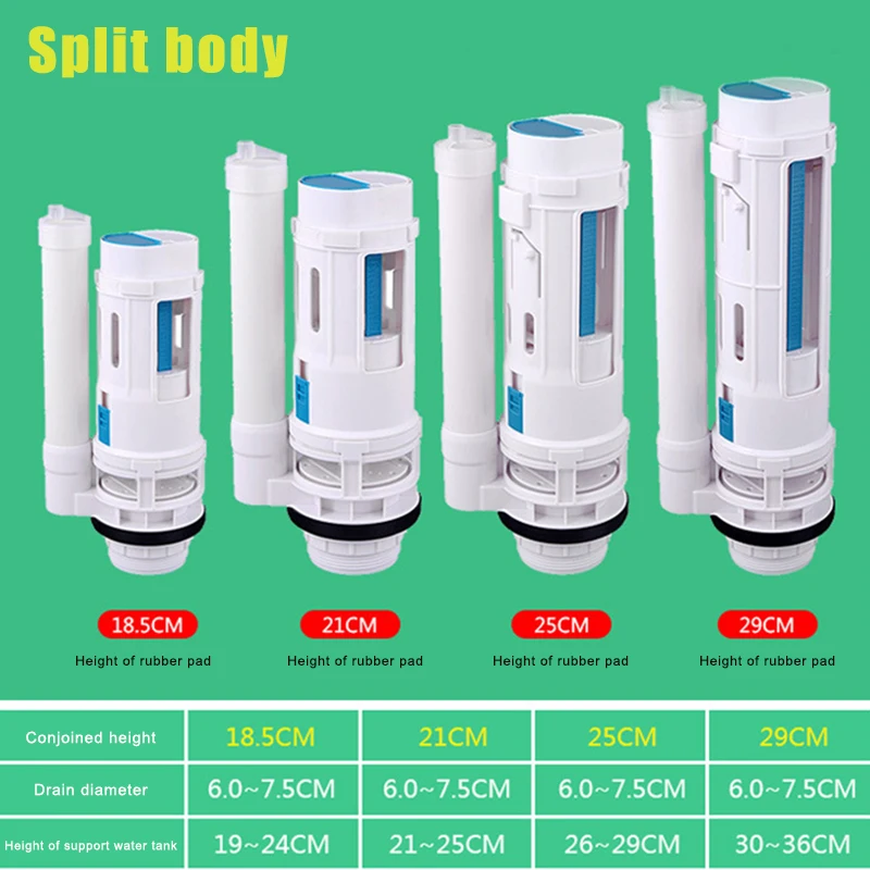 

Water Tank Connected 2 Flush Fill Toilet Cistern Inlet Drain Button Repair Parts Water Outlet MF999