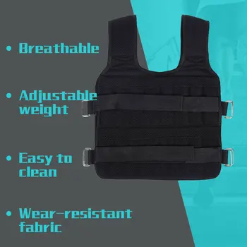 30KG Exercise Loading Weight Vest Boxing Running Sling Weight Training Workout Fitness Adjustable Waistcoat Jacket