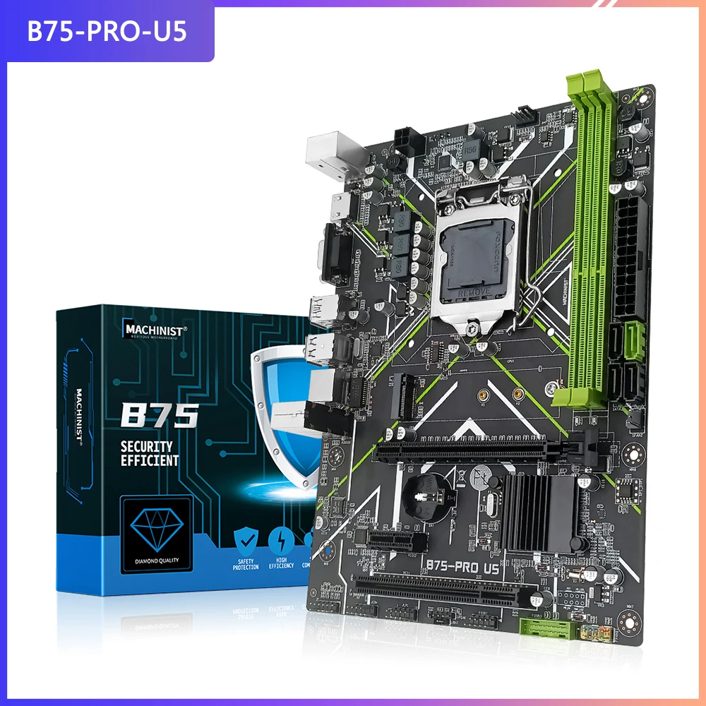 MACHINIST B75 Motherboard LGA1155 For Core I7 Processor DDR3 32GB Desktop RAM Memory Support M.2 NGFF USB VGA HDMI B75-PRO U5 | Компьютеры