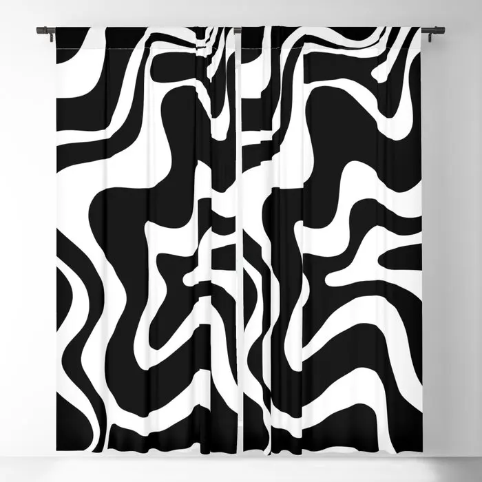 

Black and White Liquid Swirl Pattern Blackout Curtains 3D Print Window Curtains for Bedroom Living Room Decor Window Treatments