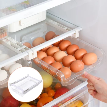 

Adjustable Kitchen Egg Organizer Storage Rack Box Fridge Freezer Shelf Holder Pull-out Drawer Space Saver Kitchen Organizer