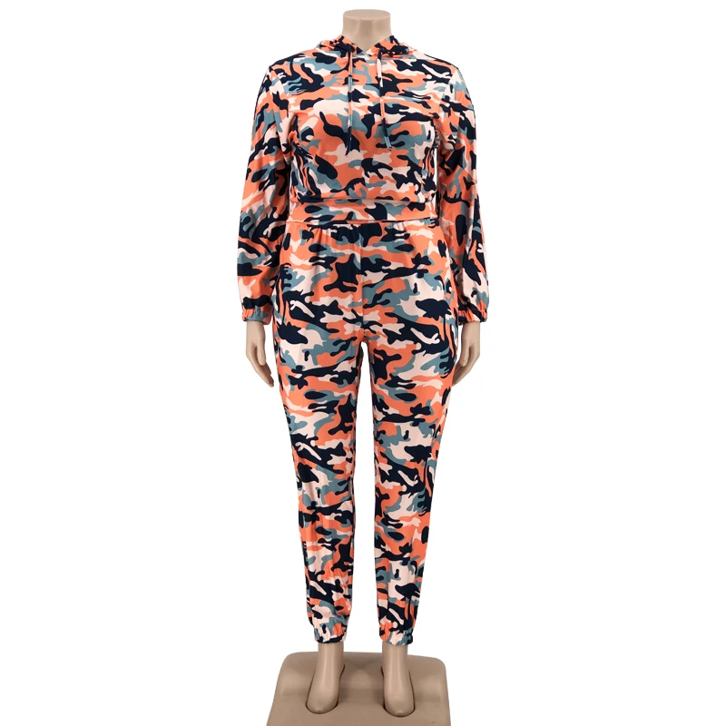 Camouflage Two Piece Set Women Plus Size Clothing Sweatsuit Sweatpants Sets Casual Jogger Fitness Outfits Wholesale Dropshipping