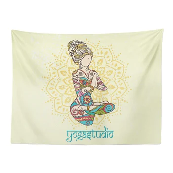 

Interesting Art Tapestry Gold Text Chakra Geometry Carpet Living Room Decoration 130*150Cm Polyester Quick-Drying Picnic Mat