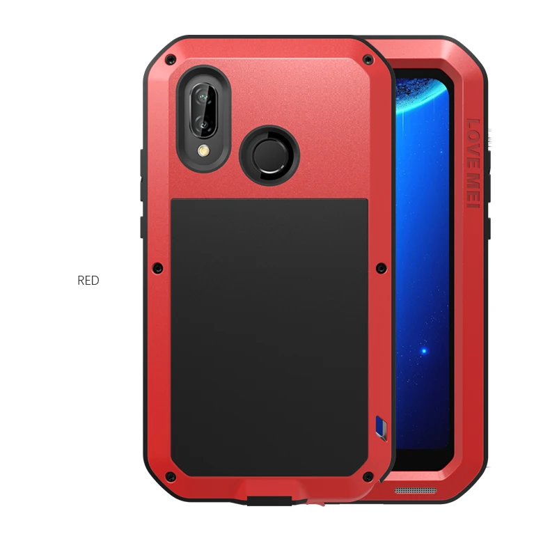 Love Mei Metal Armor Case For Huawei P20 Lite(Nova 3E) Cover Aluminum Shockproof Waterproof Case For Huawei Nova 3E(P20 Lite - Цвет: red case