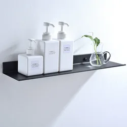 Bathroom Punch-free Organizer Accessories Space aluminum Black Bathroom Shelves Kitchen Wall Shelf Shower Storage Rack 30-60cm