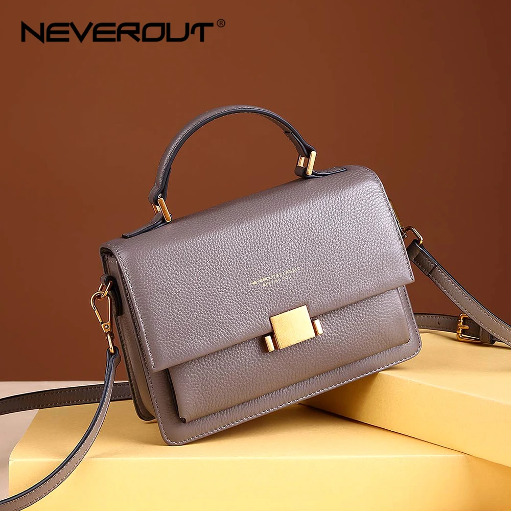 

NEVEROUT Genuine Leather Shoulder Bag for Women Soft Crossbody Bag Sac A Main Handbags Designer Solid Elegant Messenger Bags