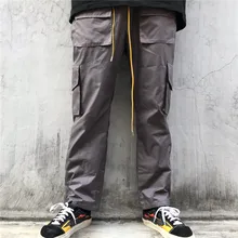 Rhude брюки мужские женские повседневные высокое качество Rhude брюки карго мульти-карман Пряжка для брюк подкладка сетка нейлон оснастка