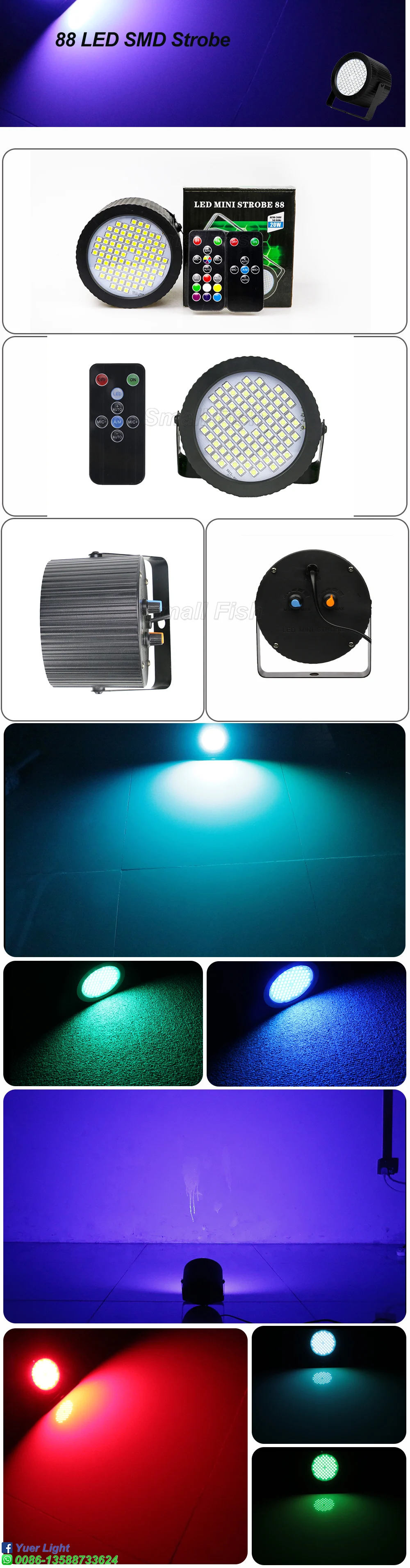 Salão de Baile Festa da Família Luz para dj Controle Remoto Interno Led Smd Estroboscópio Brilho Fase Par di Bar Ktv Sala Aniversário Rgb 88 1 Luzes e Iluminação