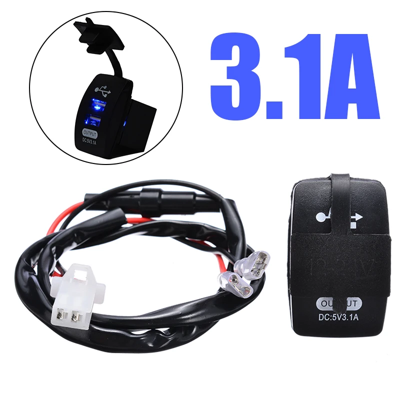 12-24V Универсальный 3.1A 5V Выход двойной USB зарядное устройство розетка Синяя светодиодная розетка питания сигаретный светильник для автомобиля мотоцикла зарядки