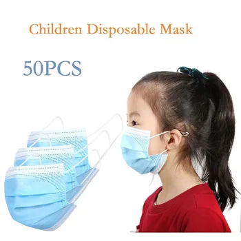 

50pcs Kids Breathable Face Mask Mascarilla Mascarar Disposable Child Mask 3-layer Filtration Masque Fast Ship