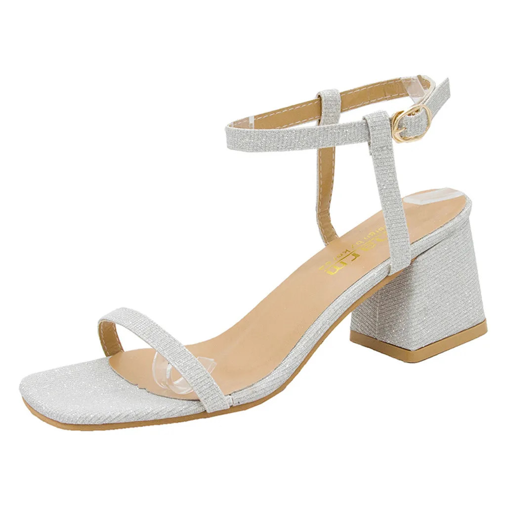 

Sandals Woman Shoes Simple Tie With Solid Color Square Head Oblique High Root Noble Dignified Sandals Women Summer Shoes