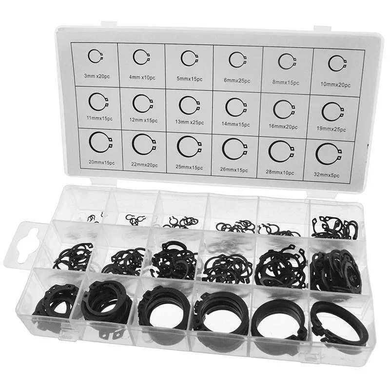 

300pcs Fastener Clips Retaining Ring Fastener Clip Internal Circlip Snap Spring Assortment Kit With Plastic Box