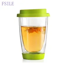 350 мл красочная термостойкая стеклянная чашка с двойными стенками с силиконовым покрытием и нижней чистой кофейной стеклянная Чайная Кружка Чайная посуда для напитков