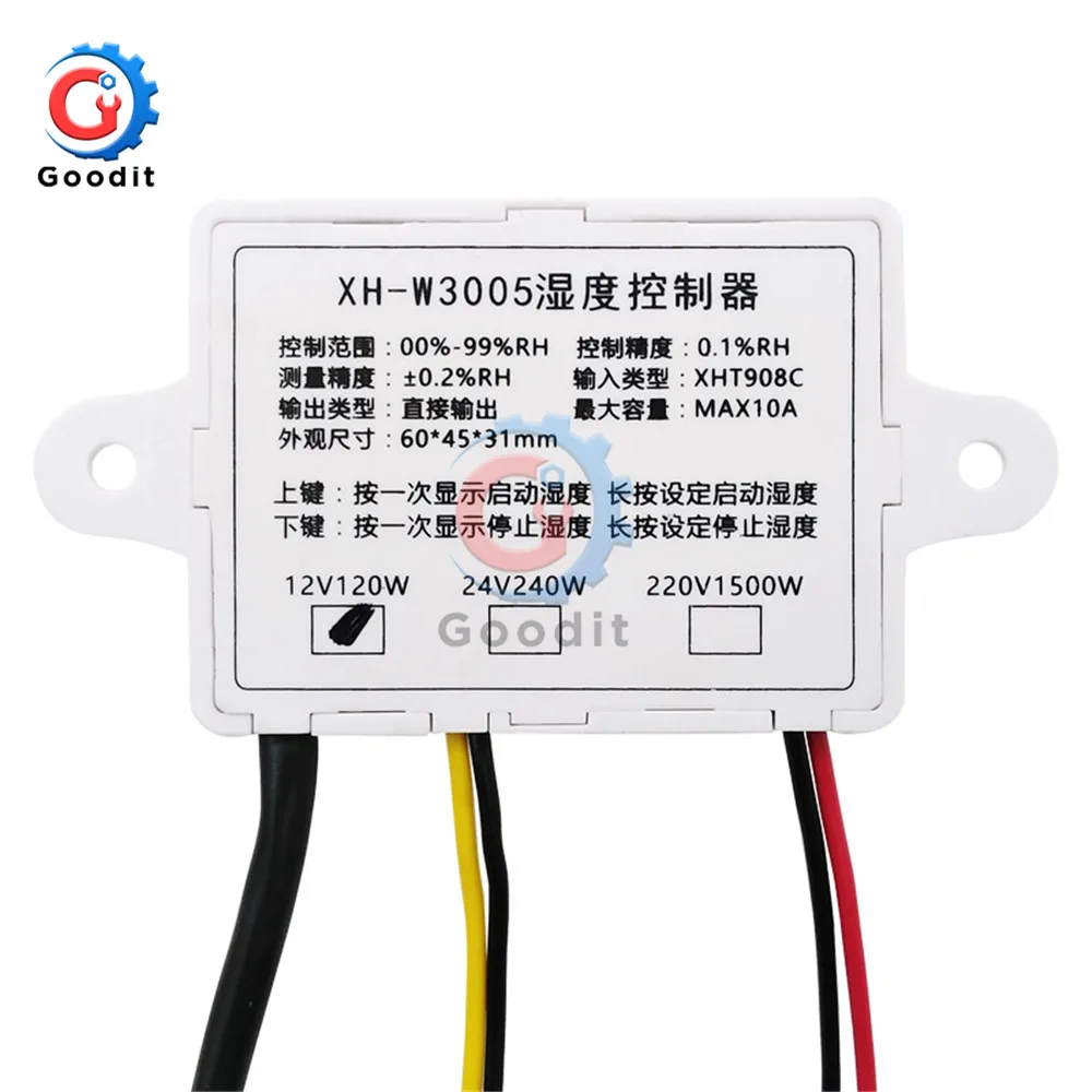 Цифровой регулятор влажности XH-W3005 цифровой 220 в 12 В 24 В гигрометр Humidistat регулятор контроля влажности+ датчик зонда
