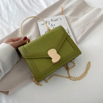 

Small bag female bag new stone block wild messenger bag fashion chain shoulder iron handle small square bag