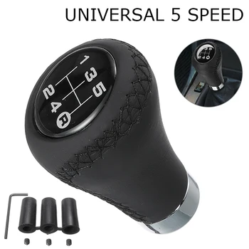 

PU Leather 5 Speed Car Gear Shift Knob Head Manual Shifter Lever Stick Black Stitche Shift Knob Universal Car Accessories