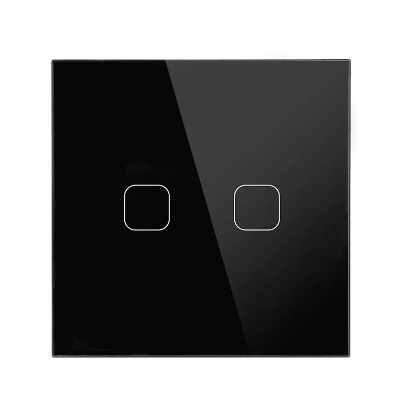 Esooli EU Stanard Touch Switch Crystal Glass Panel 1 Gang 1 Way Touch Switch, EU Light Wall Touch Screen Switch,AC 170-250V - Цвет: 2 Gang 1 Way Black