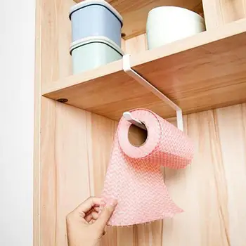 

Door Cabinet Hanging Paper Towel Rack Free Punching Wrought Iron Cabinet Partition Layer Storage Rack Roll Holder
