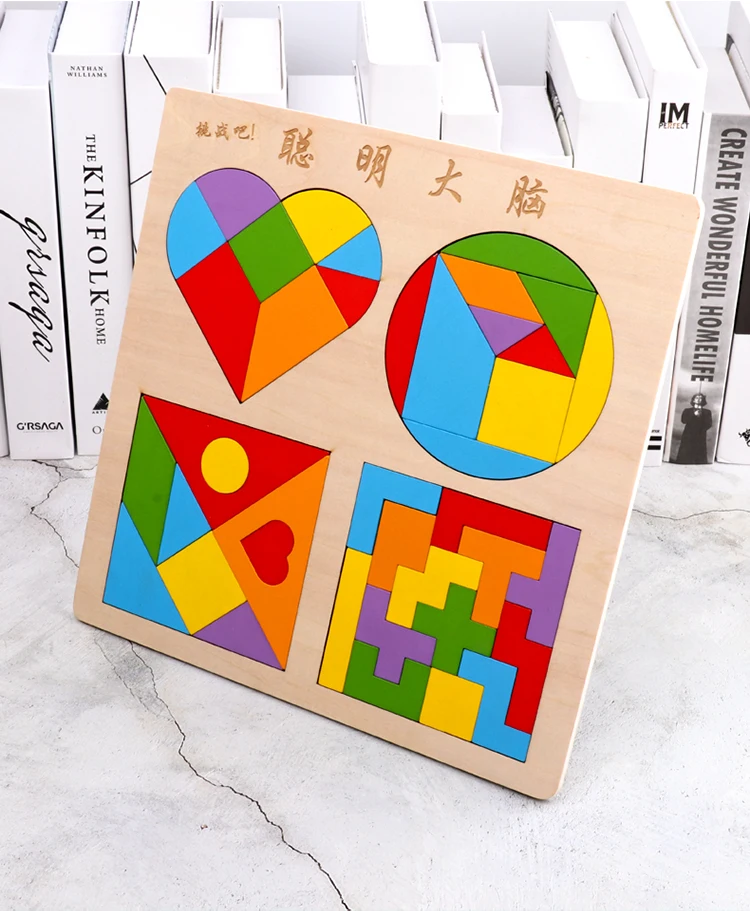 Умная головоломка Tangram из дерева, русская площадь, учебные материалы для детского сада, развивающая игрушка для раннего возраста