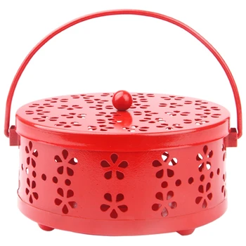 

Hot Sale Iron Hollow Mosquito Repellent Incense Box Household Fire-Proof and Scald Proof Sandalwood Stove with Cover