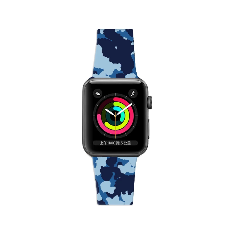 

Camouflage Blue Wristbands 44mm 40mm for Apple Watch Series 4 Silicone Sports Band Strap 42mm 38mm for I Watch Series 1 2 3