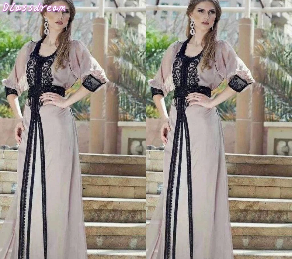 

Gray Purple Muslim Evening Dresses 2020 Elegant Formal Party Night Long Prom Gowns Summer3/4 Sleeves Sexy Women Robe De Soiree