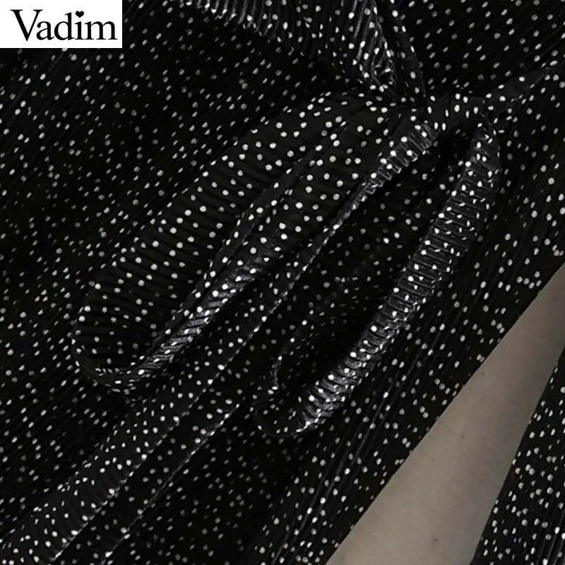 Женское элегантное платье vadim платье миди с декоративной строчкой галстук-бабочка Длинные рукава плиссированное платье в стиле ретро; Женская обувь в винтажном стиле; повседневные сапоги до середины икры Платья vestidos QC958