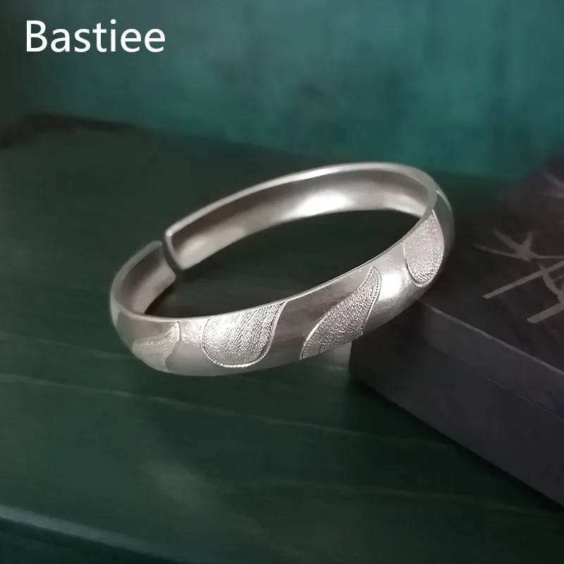 

Bastiee Water Wave 999 Sterling Silver Bangle Men Bracelet For Women Thick Silver Bangles Hmong Handmade Luxury Jewelry Vintage
