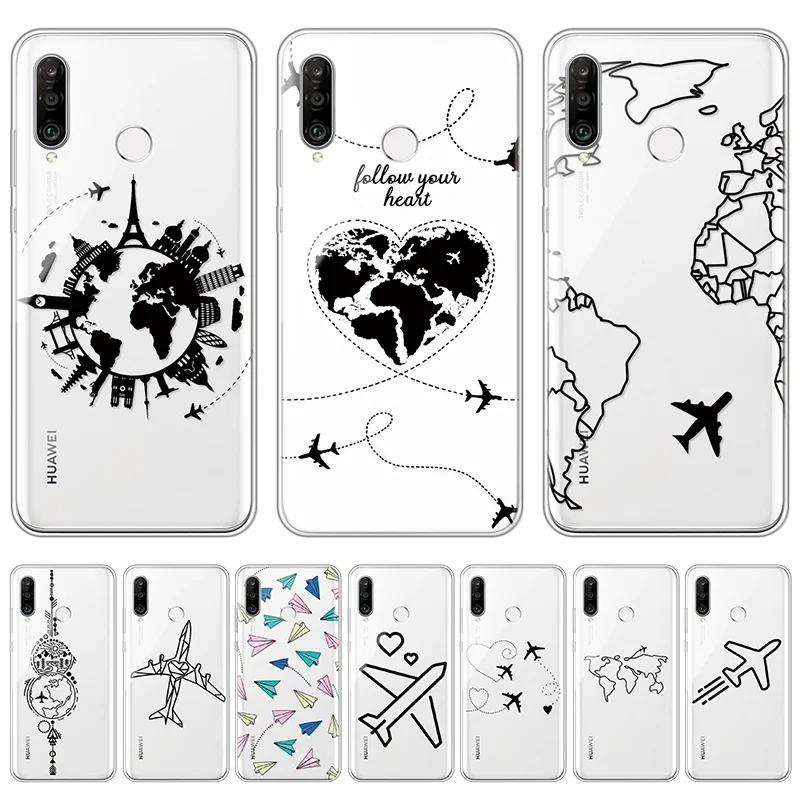 

Luxury World Map Travel Soft TPU Phone Case For Huawei P40 Lite E P30 P20 P10 Lite Pro P Smart Z Plus 2019 Cases Clear Silicone