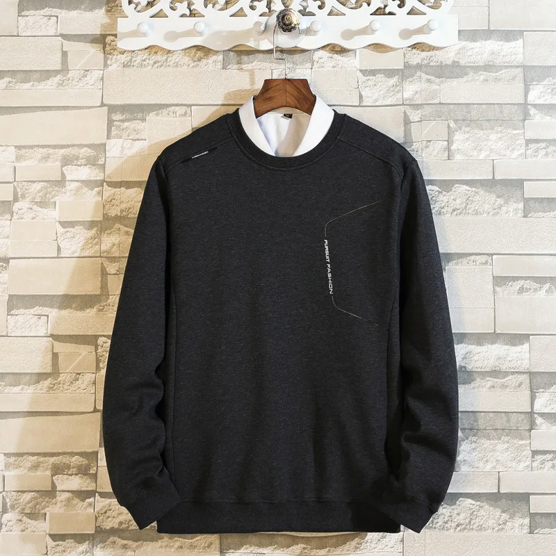 

Men Plus Down Thicken Long Sleeve T Shirt Men's Wear Winter Round Neck Printing Top Keep Warm Sweater Male Backing Shirt Trend