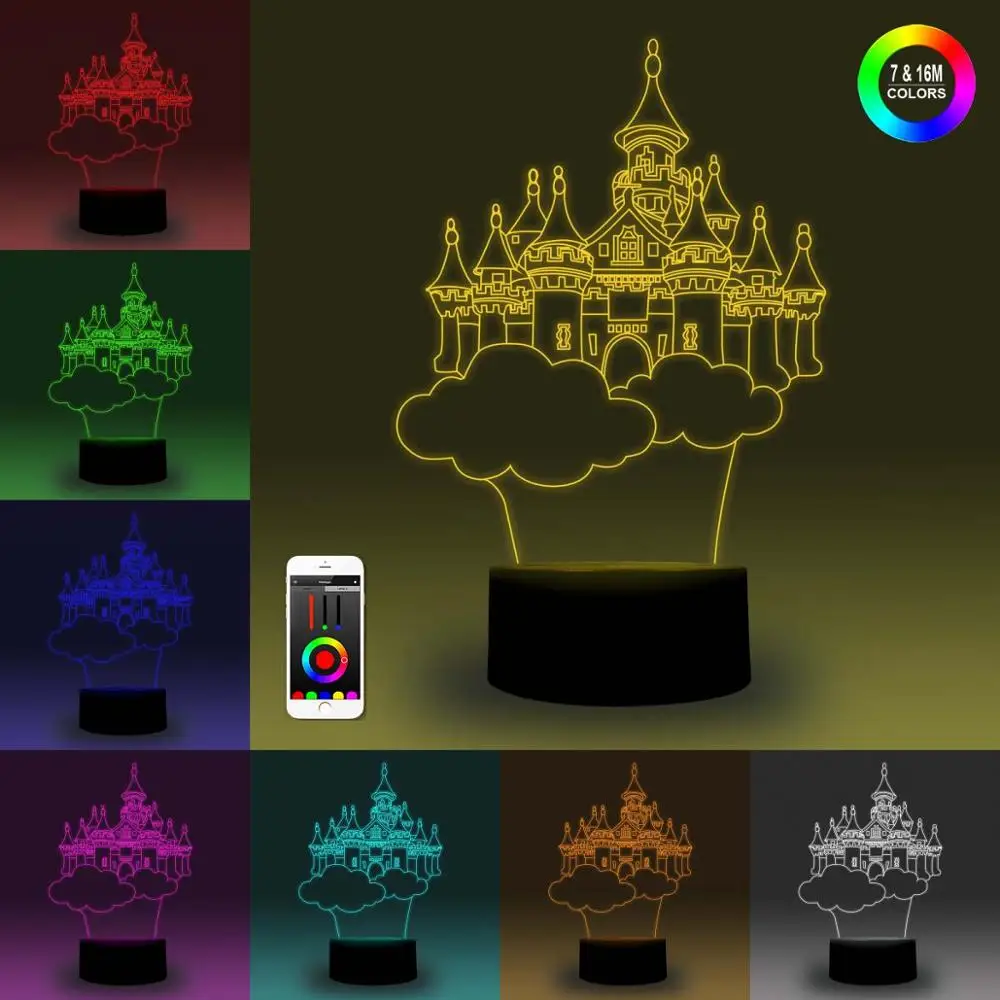 NiteApps 3D Disneyland ночник настольная иллюзия Лампа подарок на день рождения приложение/сенсорное управление