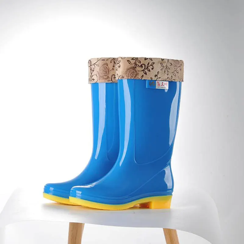 

Sanming ming heng plus Velvet Rain Shoes Medeum Hight Four Seasons Waterproof Anti-slip Rubber Sole Rain Boots Women's Kitchen S