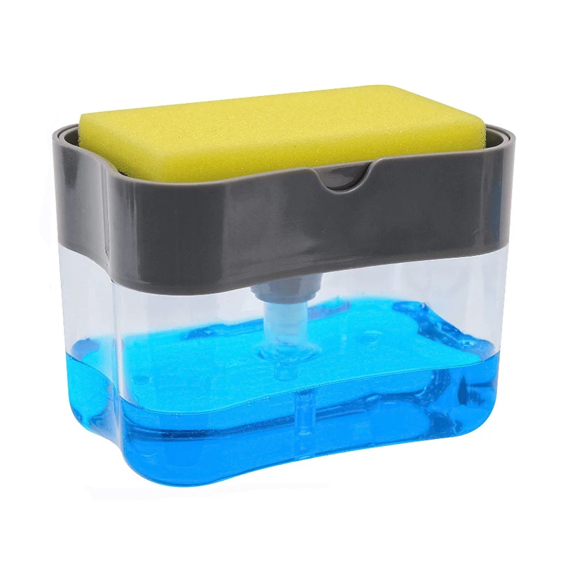 Soap-Dispenser-Soap-Pump-Sponge-Caddy-New-Creative-Kitchen-2-in-1-Manual-Press-Liquid-Soap