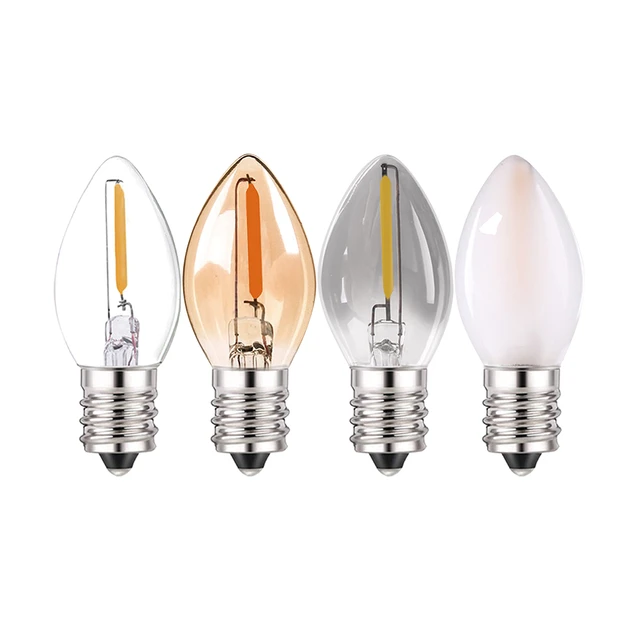 Amber C7 Led Bulb E14 220V E12 110V Filament Lamp 0.5W Retro Vintage  Replaceable Warm White For String Light Christmas Lights