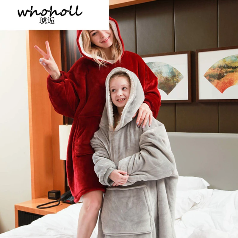 

Women Hoodies Sweatshirts pajamas Plush Hoodies Warm Sweatshirt winter Hooded Coat Soft Bathrobe Fleece Blanket Moletom Feminino