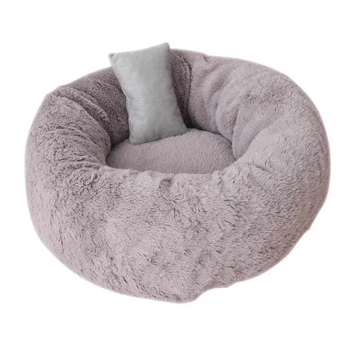 Домашние животные Shag плюшевый пончик Cuddler Успокаивающая кровать круглые плюшевые коврик для кота собаки спальная кровать с подушкой TB распродажа