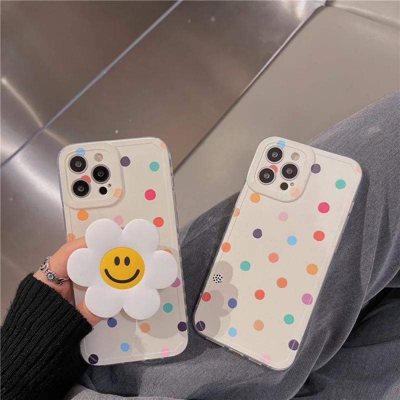 Simple Korean Style Polka Dot Pattern Phone Case For Iphone 12 Mini 11