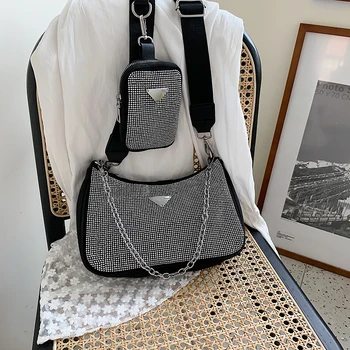 

2020 Newest vintage Style Nylon Mulit Bag black Handbag Crossbody Shoulder Bag Fashion sequins Shoulder Bag for Women