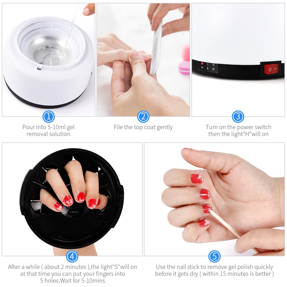 Dampf-Nagellack-Entfernungsmaschine, UV-Gel-Nagellack-Entferner, Dampferhitzer, Aceton, UV-Gel-Nagellack-Entferner, Einweichen, Dampf, Entfernen von Nagellack_voghion.com