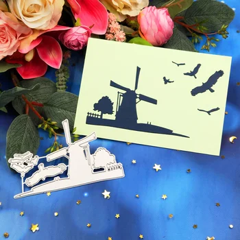 

Windmill and Wild Goose Table Metal Cutting Dies landscape Stencil for DIY Scrapbooking Cards Decorative 102x65mm