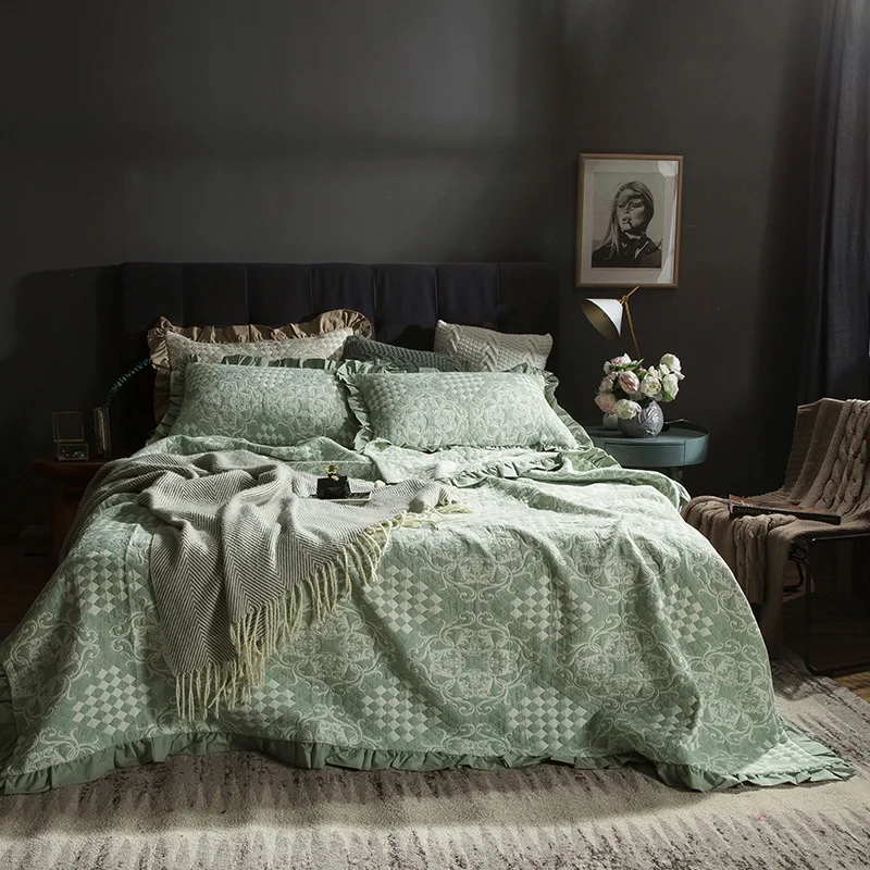 Скандинавские трехслойные хлопчатобумажные покрывала для кровати, набор для украшения дома, стеганое одеяло, зимнее теплое покрывало, покрывало, набор, 200x230 - Цвет: No.4
