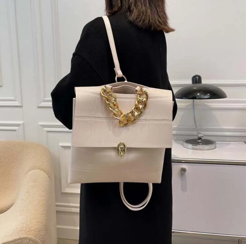 Tanie Nowy plecak kobiety wysokiej jakości miękkie skórzane torby na ramię łańcuchy torebka sklep
