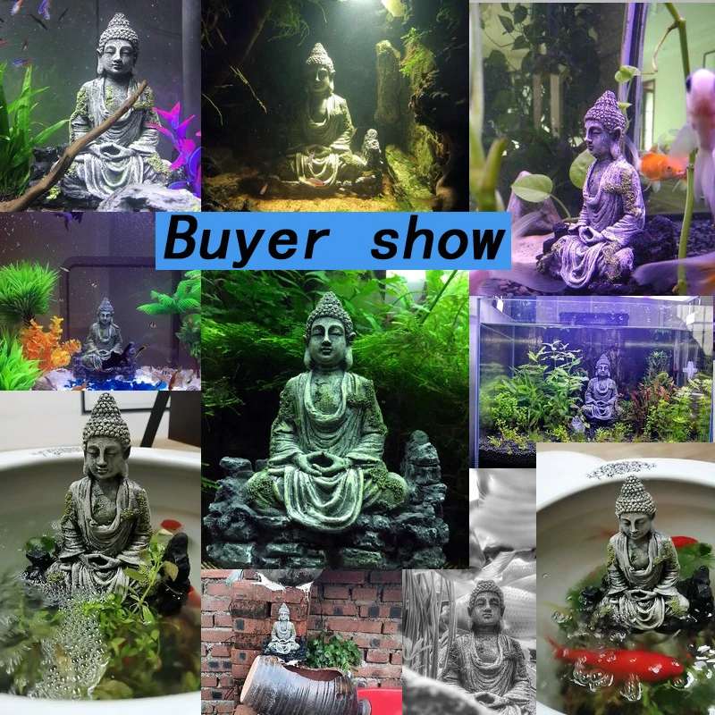 Laughing Monk Fenteer Aquarium Decorations Statue Decor Resin Monks Decoration Lifelike Artificial Model Buddhist Monk Statue Resin Crafts for Aquarium Fish