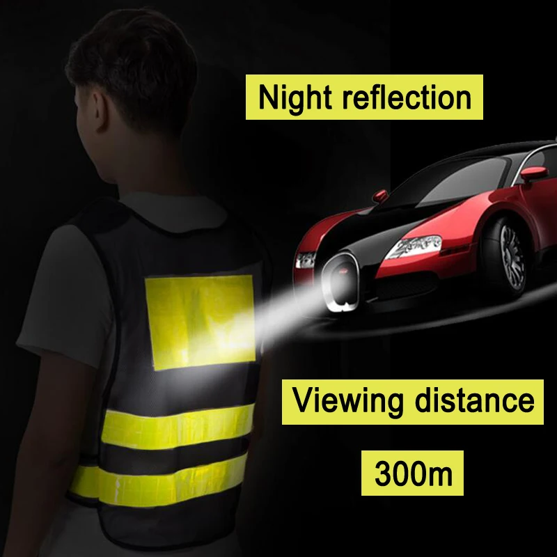High Visibility Night Work Security Traffic or Cycling Safety Reflective Vest