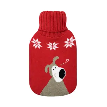 

Rubber Hot Water Bottle Bag with Cute Christmas Themed Knit Cover Hand Warmer