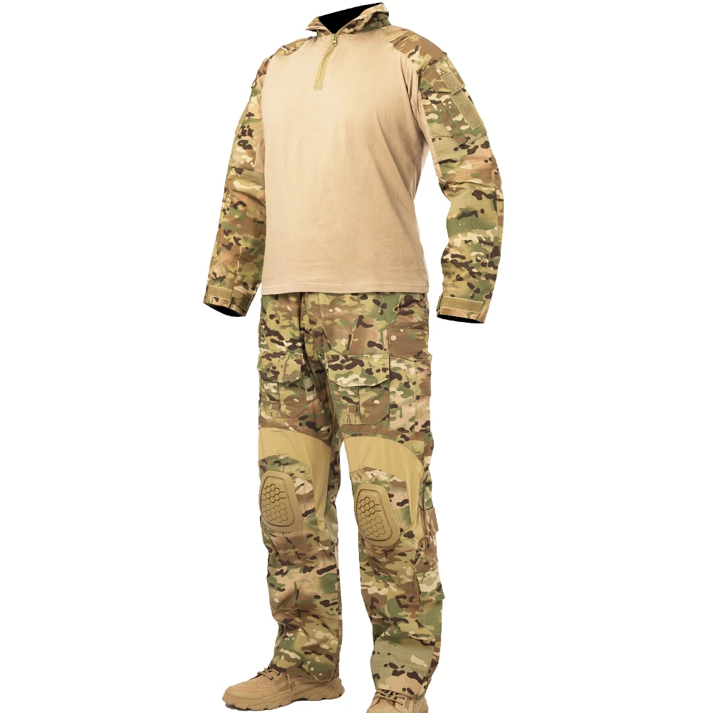 

Mege Tactical Camouflage Military Combat Uniform Set Shirts Cargo Pants with Pads G3 Outdoor Soldier Airsoft Paintball Clothing