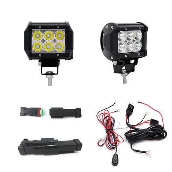 

ECAHAYAKU 2 PCS DC Automobile Dual Row 4 inch 18W led Light Bar 1 piece 3 Meter Cable with DT Connector for Offroad SUV Trailers