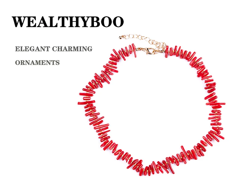 Bohemian Red Coral Halsketten für Frauen Vintage Halsband Shell Anhänger Erklärung Party Schmuck Stein Perle Kette Bohemian Red Coral Halsketten für Frauen Vi_voghion.com