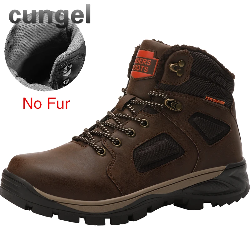 9703-brown CUNGEL/мужские кожаные ботинки для пешего туризма; модные зимние ботинки для пешего туризма; Мужская дышащая обувь на шнуровке; мужская повседневная обувь - Цвет: 9703-brown